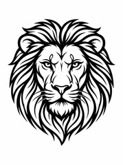 Obraz premium Majestic Lion Head Illustration, Black and White Vector Art