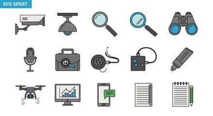 Fototapeta premium Security and Surveillance Icons Set