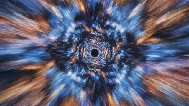 Abstract tunnel with colorful swirling patterns and a central vortex, creating a sense of depth and motion in a digital artwork