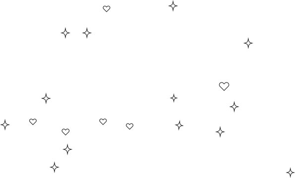 Border with Hearts, Sparkle, Stars, and Dot Symbols vector outline