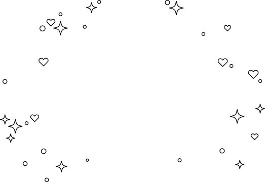Border with Hearts, Sparkle, Stars, and Dot Symbols vector outline