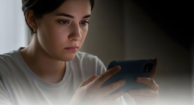 Person Watching Phone Screen Turn Off Without Reacting