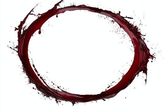 Artistic representation of dark red paint in a ring form.