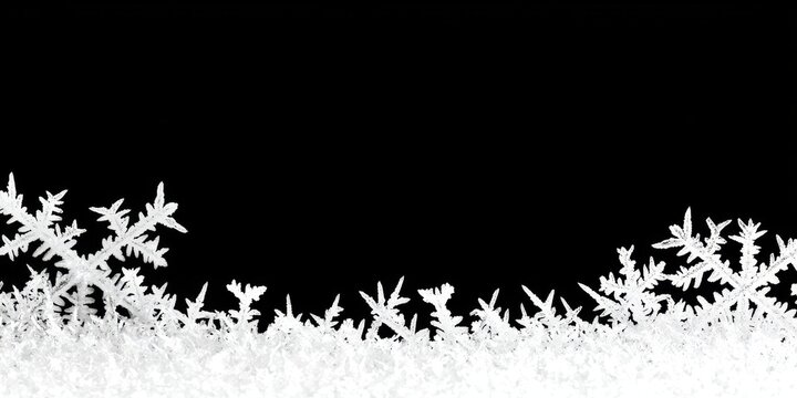 Elegant white frost and winter ice border frame.
