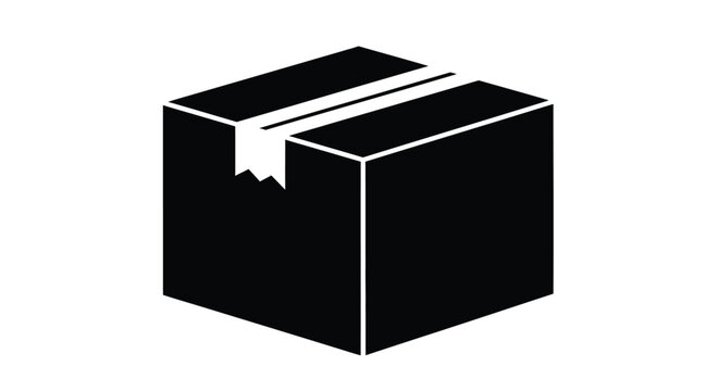 Cardboard box with open flaps black silhouette