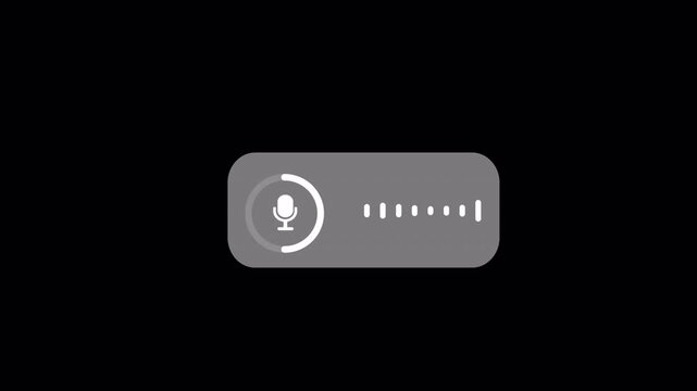 Modern voice recognition animation on transparent background, Audio spectrum and recording indicator icon sign animated.