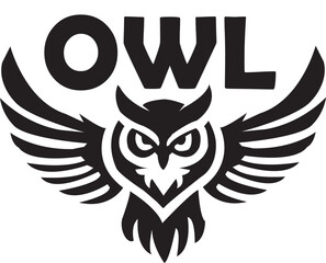 Obraz premium Majestic nocturnal bird symbol with spread wings, representing wisdom, mystery, and a vigilant spirit in a striking emblem design suitable for various branding needs