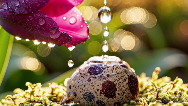 Vibrant Purple Tulip Petal with Water Droplets in Cinematic Macro Shot