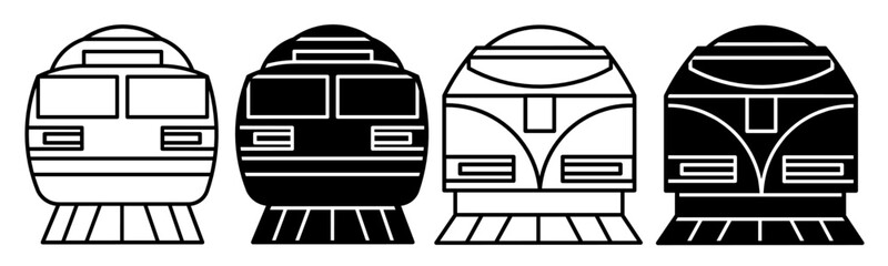 Silhouette of train icon illustration on white background. Train icon set for business. Stock vector. © Ahmd