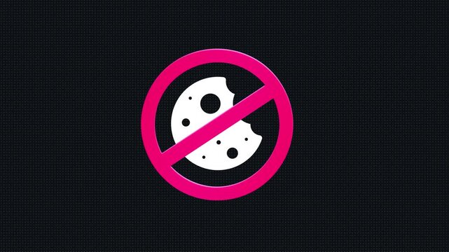 Cookie consent animation with tracking restriction and prohibition icon. Data privacy and consent management. Smooth loop motion for marketing compliance platforms. Cookieless motion graphic animation