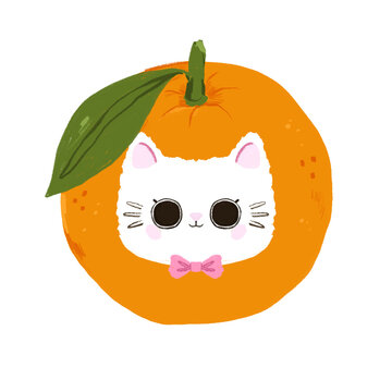 orange cat illustration hand drawing