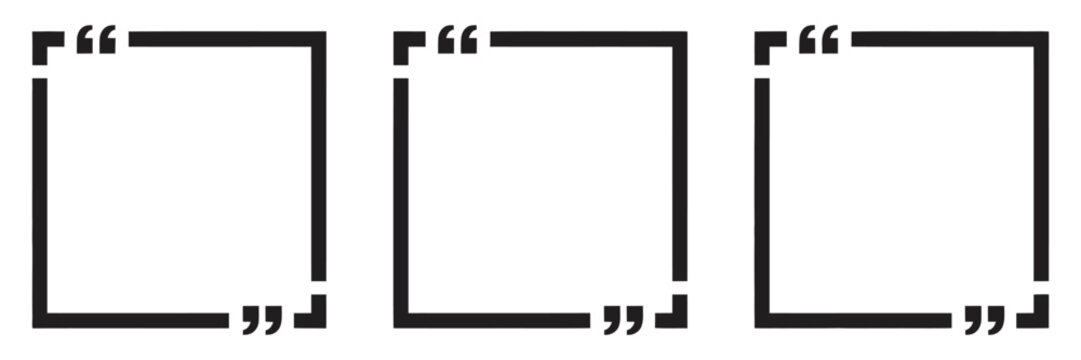 Quote box frame set, texting quote boxes, templates of black line quote frames for definition, remark, and citation design