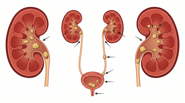 Kidney Stones Location Diagram Vector
