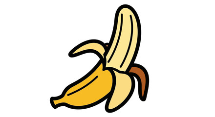 Peeled yellow banana cartoon illustration isolated on white © praja