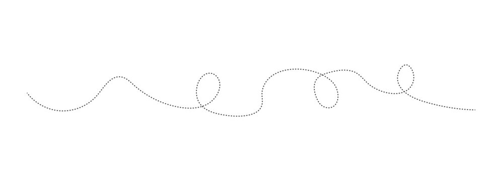 Abstract wavy squiggle dashed line collection. Dotted Spiral Curve Line. Hand Sketched Curly Border. Long squiggle dashed, loopy line vector icon vector illustrator in eps 10. 