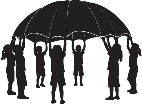 Children Playing with Parachute in Gym
