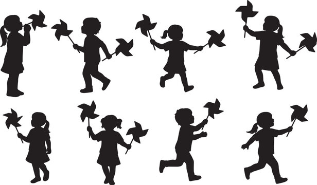 Kids Playing with Pinwheels