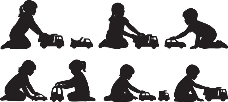 Kids Playing with Toy Cars and Trucks