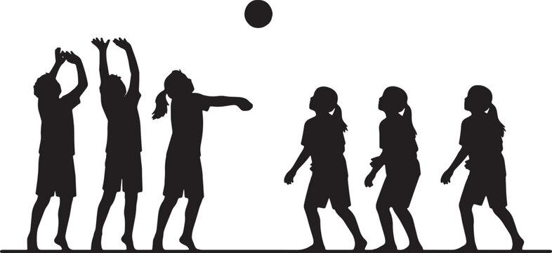 Kids Playing Volleyball Sport