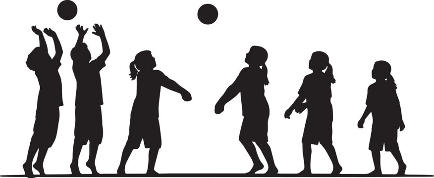 Kids Playing Volleyball Sport