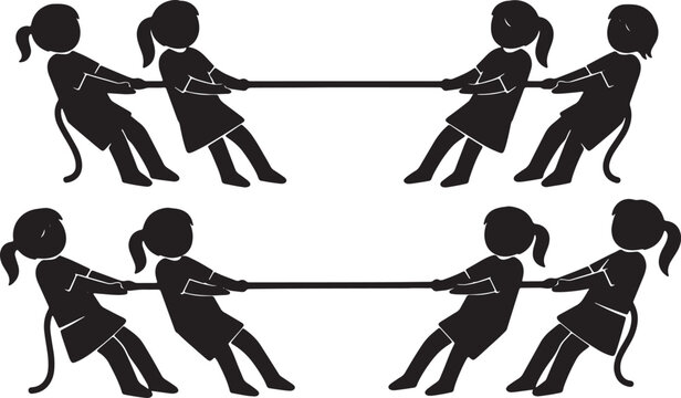 Children Playing Tug of War Game