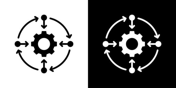 Integration Icon Set Vector Collection Isolated In Black And White