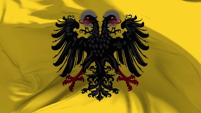 Holy Roman Emperor Flag Waving in Slow Motion Loop Animation