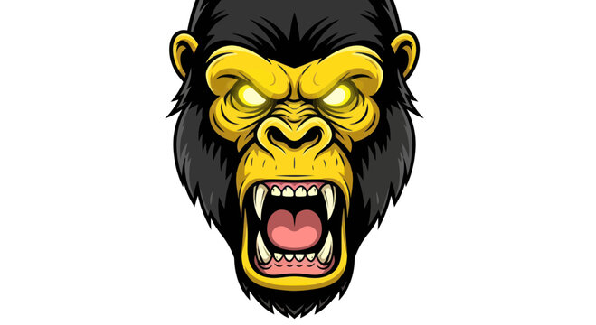 Furious Gorilla Head Icon - Aggressive Primate Face Illustration