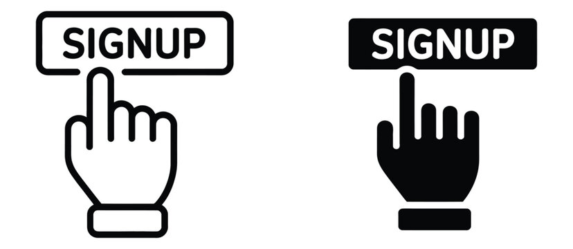 

Sign up icon in black color for website or app, modern user registration symbol, clean minimal vector illustration