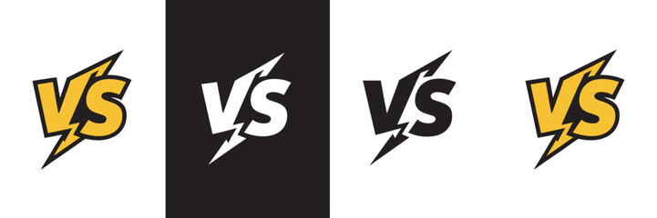 Versus dynamic icons featuring lightning bolt VS symbols illustrating competitive games sports battles match challenges esports events and high energy confrontation vector design elements. © Ayat 04