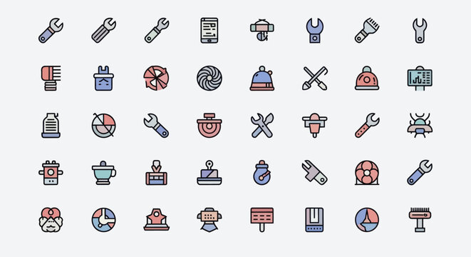 Set of various digital icon illustrations