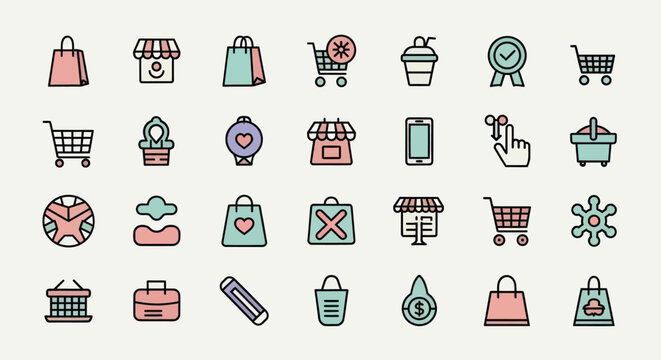 Shopping icons retail commerce and purchase
