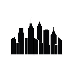 Obraz premium City skyline silhouette against a white background