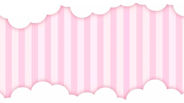 Pink striped pattern with scalloped edges on white background