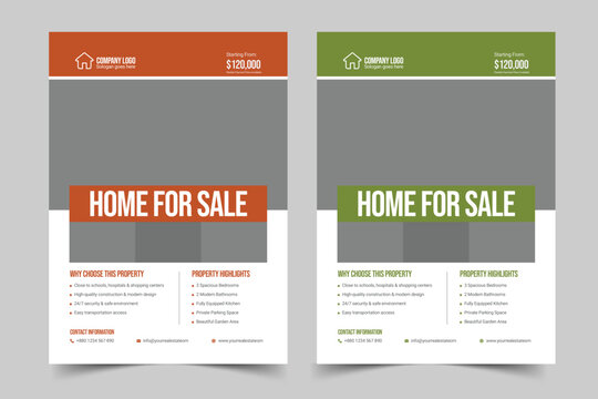 Real Estate Business Flyer Template, Property Sale Flyer Design
