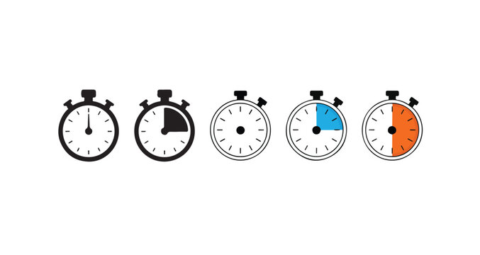 Stopwatch timer collection for time management and countdown tracking in various UI styles.