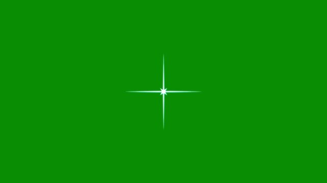 Twinkle glitter star effect animation in 4K loop, white doodle cartoon blinking stars with transparent alpha background Sparkling Star Animation on Green Screen Background | Glowing Twinkling Star
