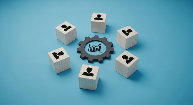 Teamwork and progress in business: A conceptual image illustrating the synergy between people and operational growth