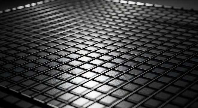 Abstract geometric black grid pattern with perspective and selective focus