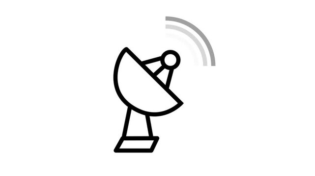 Satellite Dish Icon on white background.Space Radar Astronomy Science Galaxy Line. Simple Vector Illustration Space radar. Space exploration. Astronomy concept. Science. 