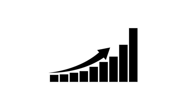 Business growth concept in graph chart animation. Infographics Business graph with rising arrow icon. Arrow up graph icon animation. Upward trend business growth