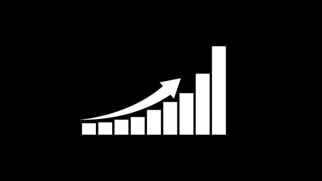 Business growth concept in graph chart animation. Infographics Business graph with rising arrow icon. Arrow up graph icon animation. Upward trend business growth