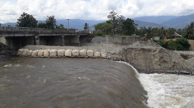 Flowing water of Palu river, Central Sulawesi, Indonesia.