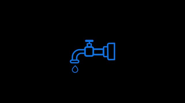Tap water line icon motion graphic animation with alpha channel.