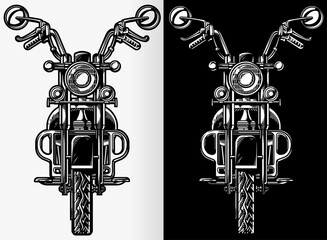 Silhouette motorcycle front view biker chopper © bluezace