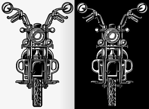 Silhouette motorcycle front view biker chopper