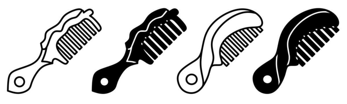  Silhouette of comb icon illustration on white background. Comb icon set for business. Stock vector.