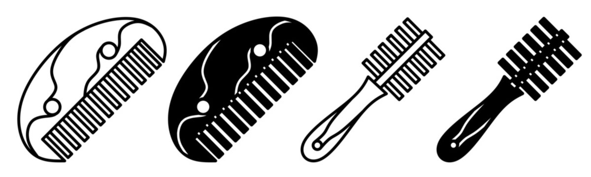  Silhouette of comb icon illustration on white background. Comb icon set for business. Stock vector.