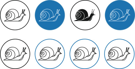 Snail Icon Set in Circular Frames with Line and Solid Styles, Minimal Animal Illustration Collection for Logo, App, and UI Design © MstLinaAkter
