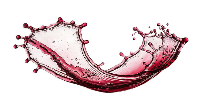 Dynamic Red Wine Splash Isolated on White Background.